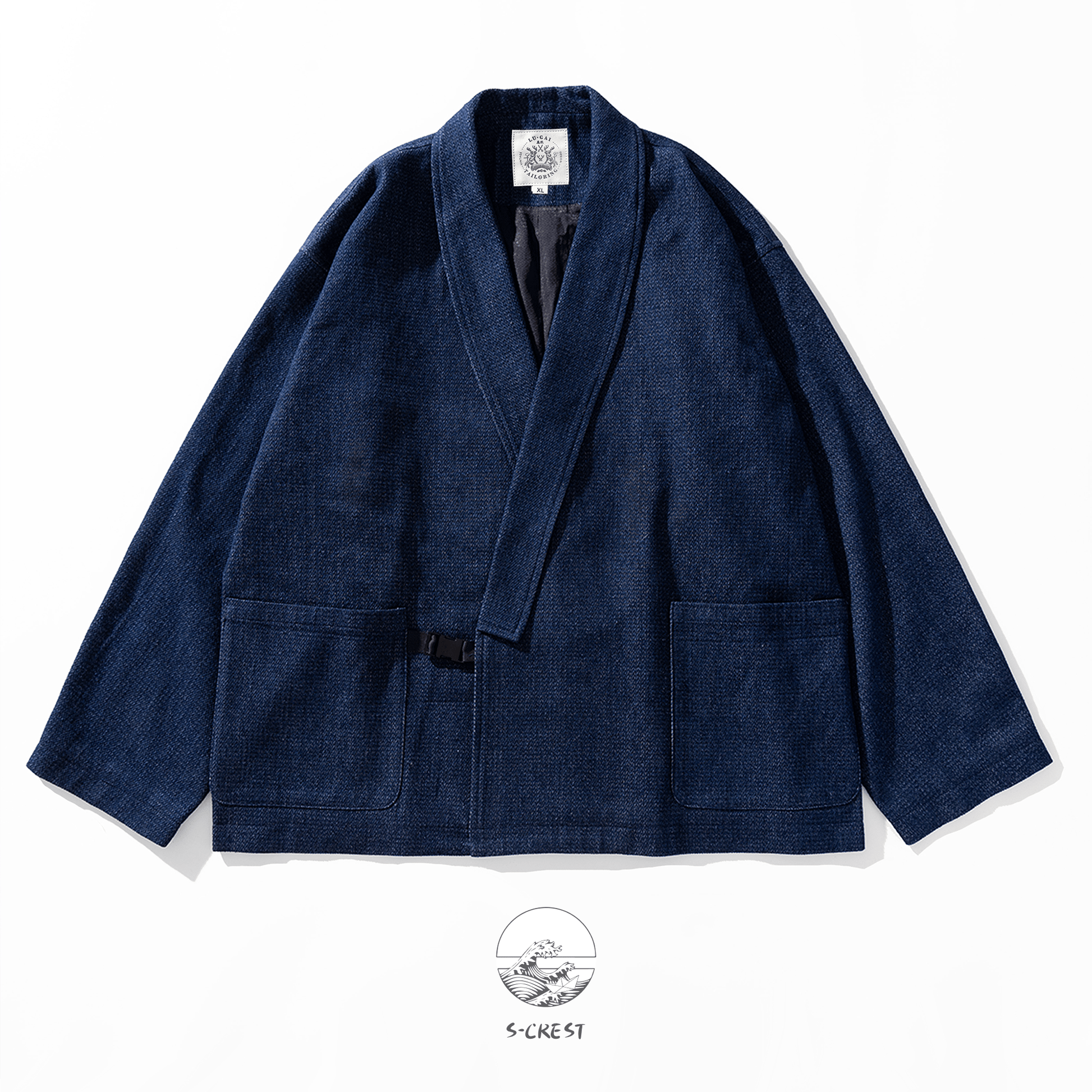 Sculptor | Modern Unisex Haori Jacket, Metal Buckle, Streetwear Fit Blazer - Ellie Studio - S - CREST