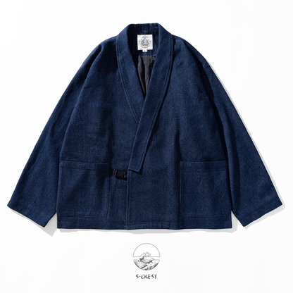 Sculptor | Modern Unisex Haori Jacket, Metal Buckle, Streetwear Fit Blazer - Ellie Studio - S - CREST
